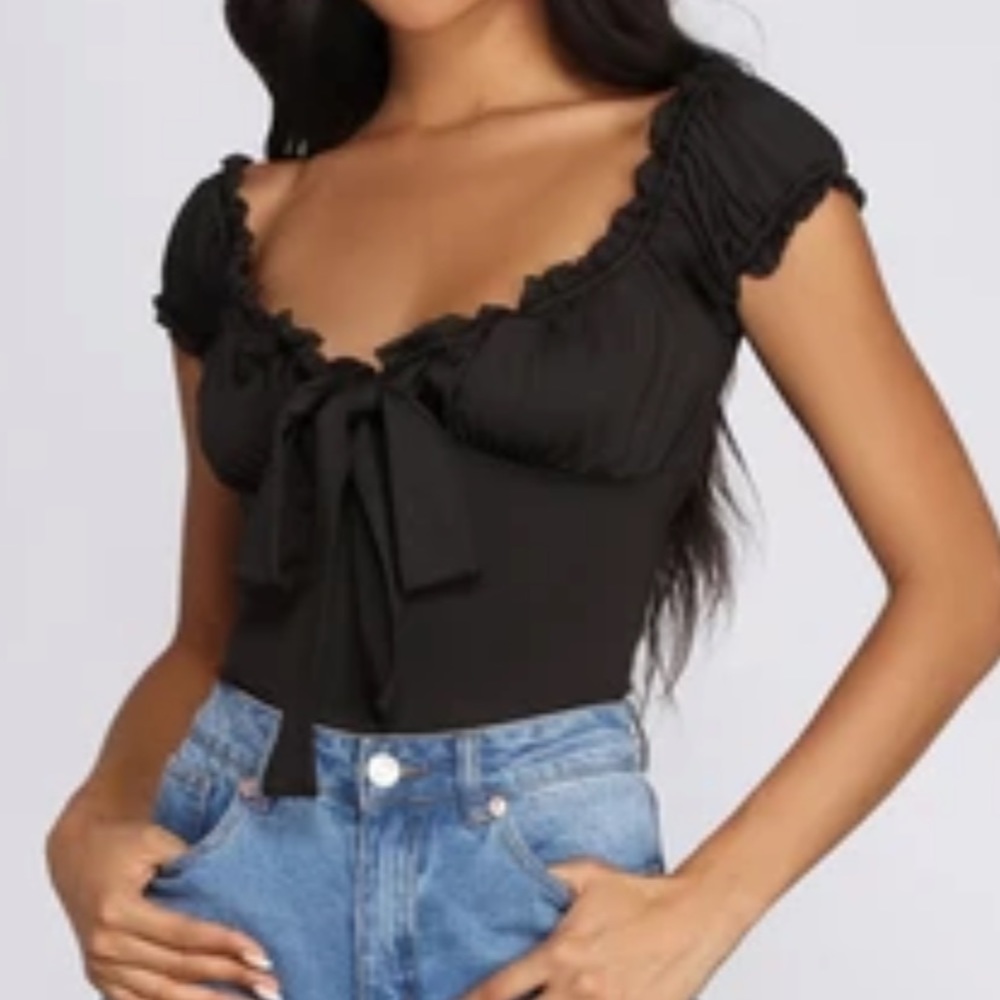Ruched Black Off the Shoulder Bodysuit